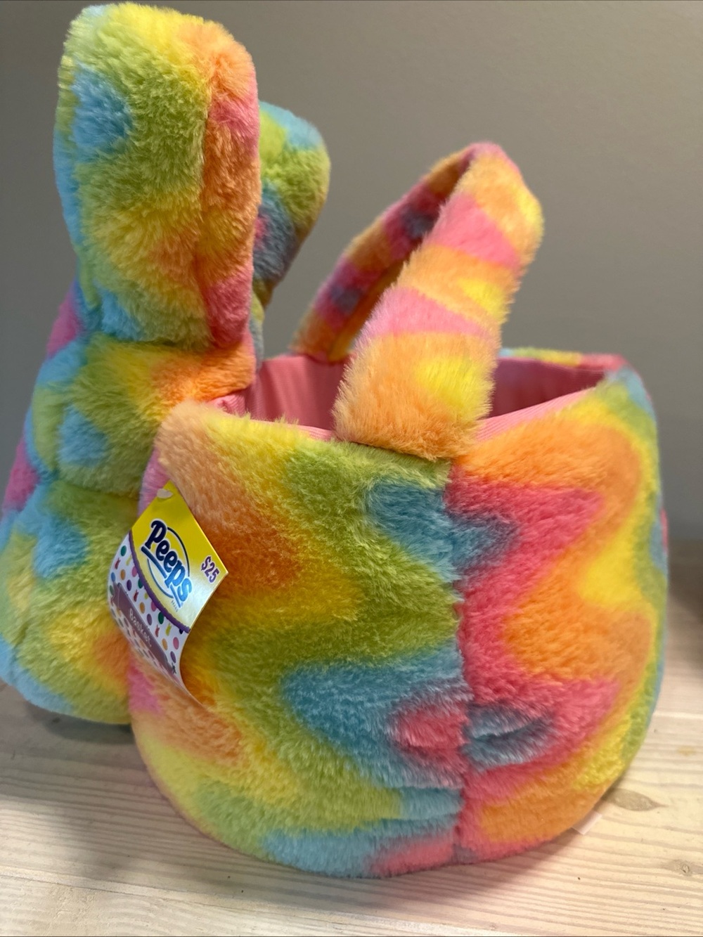 Multicolor Plush Bunny Basket - Soft Rainbow Kids Toy - Picture 2 of 9